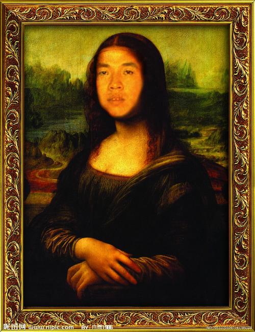帮这张图片的头换到蒙娜丽莎那张照片的头上去,谢谢了,他生日恶搞下他