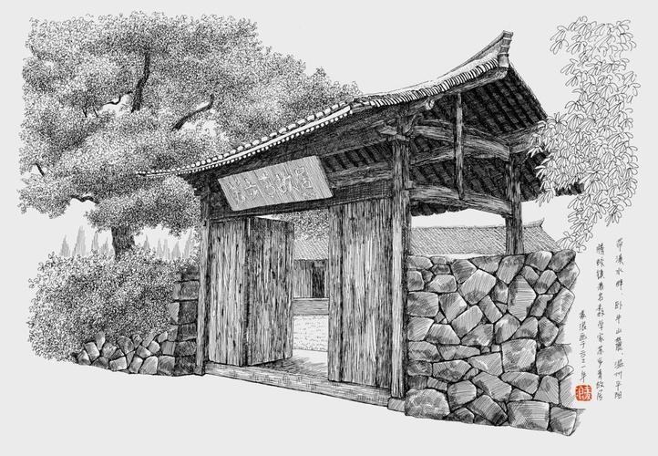 麦浪钢笔手绘温州古建筑欣赏