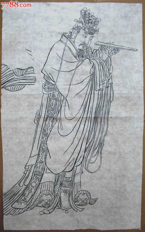 简洁生动的尺半条幅无款古代人物画:大臣朝觐图