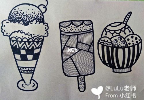 《冰激凌》#线描素材#少儿创意美术_冰激凌_美术_线描