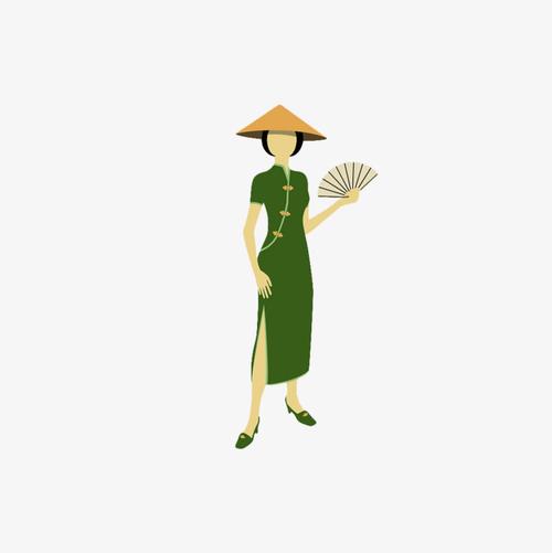 水墨江湖戴斗笠武侠剑客剪影元素
