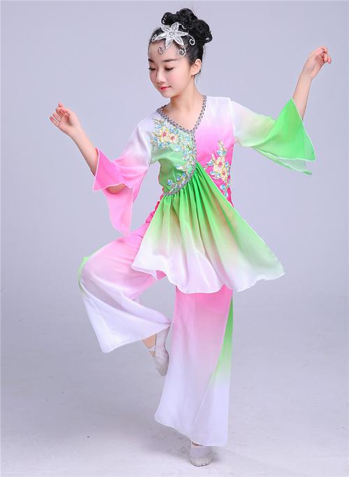 六一秧歌古典舞伞舞服儿童江南雨舞蹈女童花开少儿演出表演茉莉服