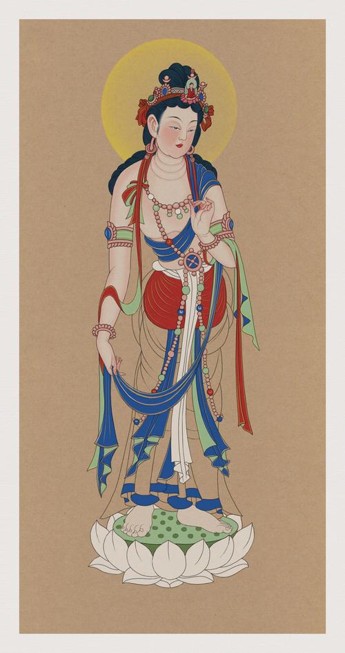 仿古工笔画《南无观世音菩萨》