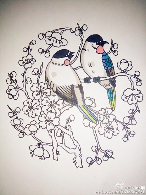 喜鹊简笔画图片彩色 小喜鹊简笔画怎么画教程 喜鹊登梅简笔画水彩上色