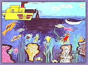 海洋污染儿童简笔画