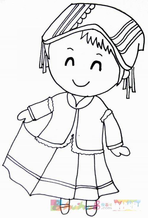 少数民族 少数民族人物简笔画大全,少数民族服饰简笔画,人物