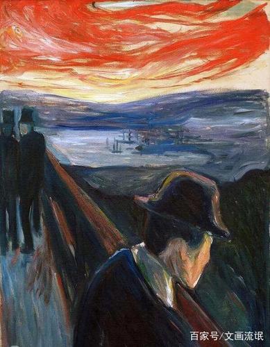 蒙克的绘画风格是学后期印象派的,但在主题和绘画内容上是刻画内心的
