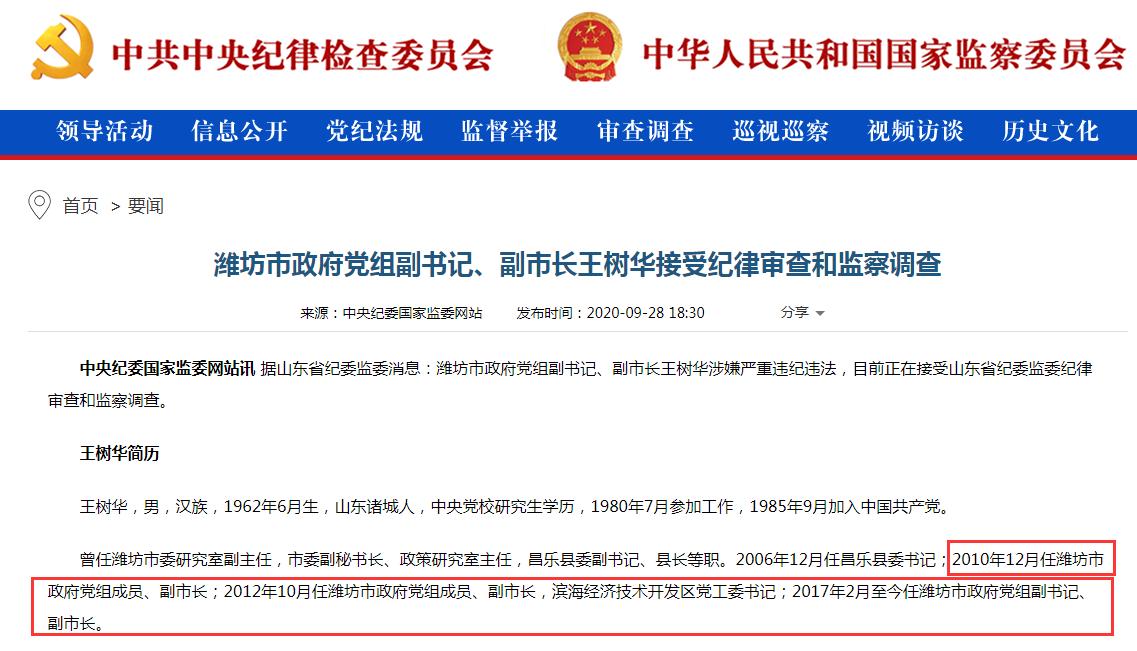 当了10年潍坊副市长的王树华被判刑十二年