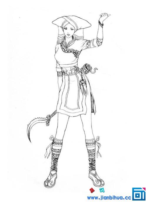 壮族男女人物简笔画图片