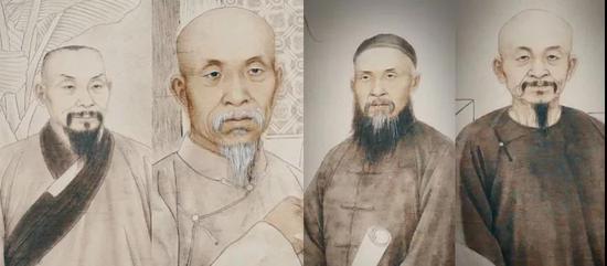 桐城学派四祖 (从左至右:戴名世,方苞,刘大櫆,姚鼐)