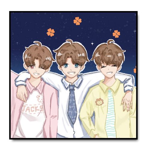 tfboys图片三人卡通,tfboys卡通萌图三人 tfboys三人团diy数字油画卡通动画插画手绘填色油彩画