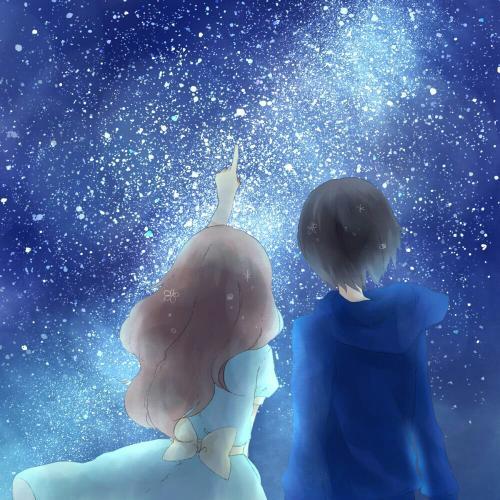 唯美情侣星空头像两张