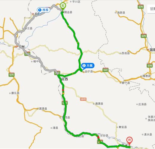 靖远到天水的高速公路路线图