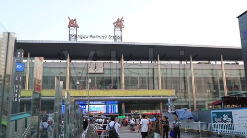 成都火车站大外景实拍素材