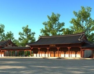 中式古建效果图3d模型下载