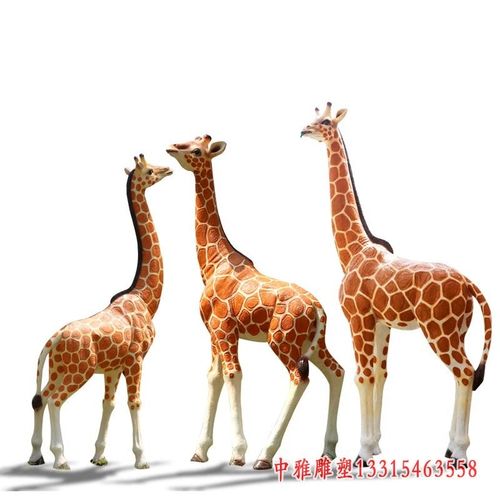 玻璃钢绿植长颈鹿雕塑-锦州长颈鹿树脂雕塑图片