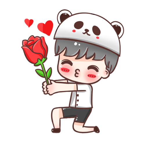 手拿玫瑰花头像卡通