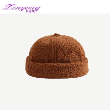 zonyouq品牌瓜皮帽地主帽女潮羊羔毛秋冬季韩国保暖雅痞帽子男 咖啡 m