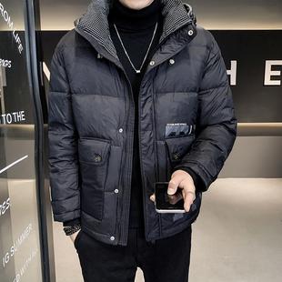 冬季潮牌连帽男士白鸭绒外套休闲工装短款轻薄羽绒服男2021年新款