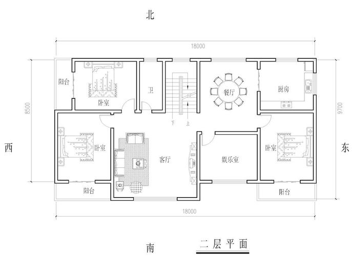 小二层别墅平面图