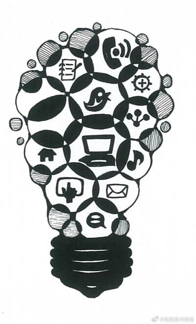 灯泡主题黑白装饰画