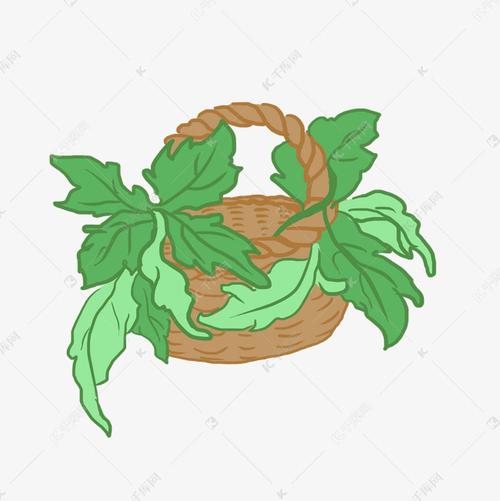 端午节一篮艾草叶子插画免扣