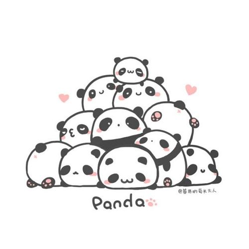 画一堆可爱的panda熊猫简笔画教程图片