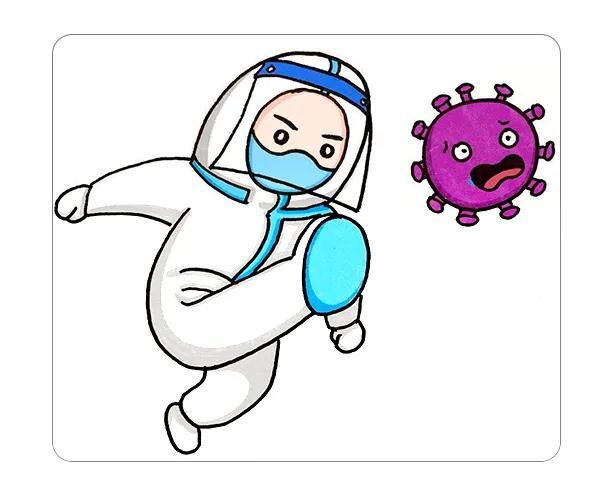 与病毒作战的医生简笔画,白衣战士加油,必胜