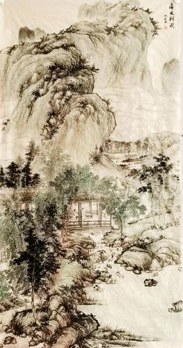 余世宏 国画 《深山访友图》