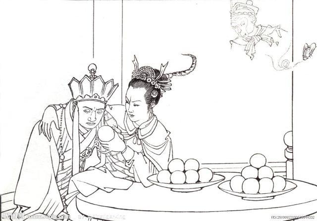唐僧和女儿国国王黑白简笔画