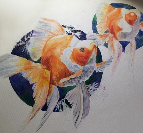 水彩画鱼惟妙惟肖