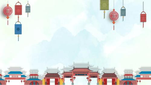 蓝色中国风传统节日中秋背景优秀课件