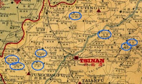 清末民初山东彩色地图上的以上8县. (未完待续)