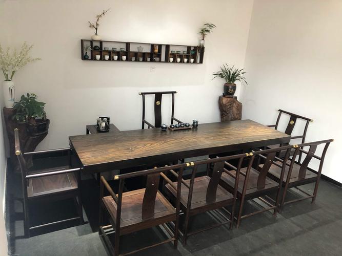 榕鹭 整块实木大板桌新中式现代简约茶桌椅组合原木茶