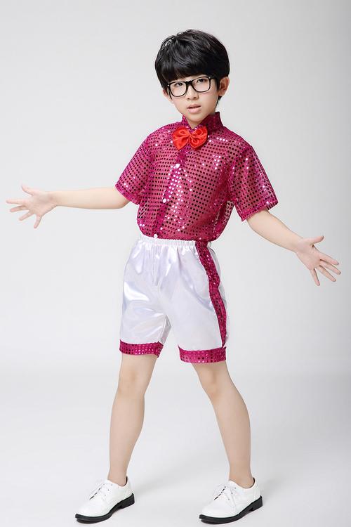 儿童演出服装男童舞蹈服男孩幼儿园小学生亮片合唱服装六一表演服