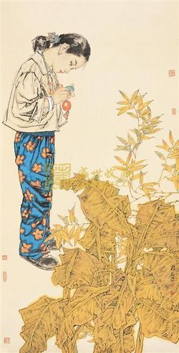 王根生 人物 镜心 设色纸本