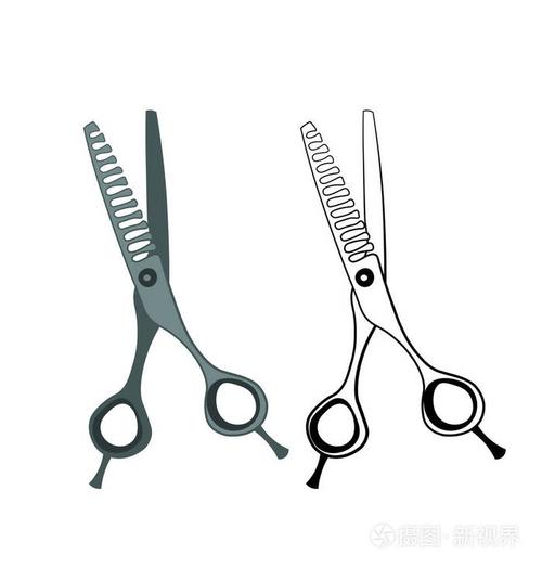 美发师剪刀.彩色和黑白版本.孤立的对象.美容行业.矢量图