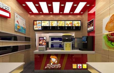 汉堡店装修效果图双门面