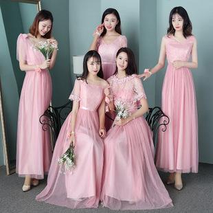 伴娘服长款 2018年新款秋冬姐妹团礼服新娘敬酒服晚礼服 厂家直销