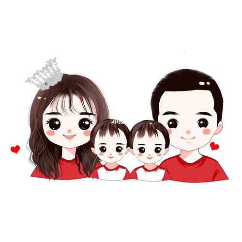 可爱卡通一家三口四口亲子全家福头像_亲子_头像_卡通