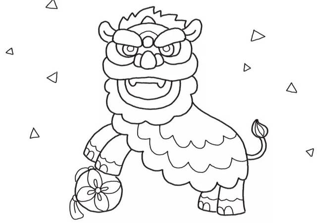 热热闹闹迎新春!喜庆的舞狮子简笔画