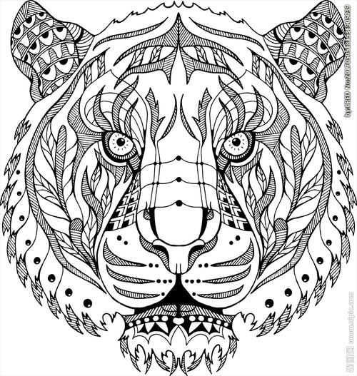 线描老虎头矢量图下载图片