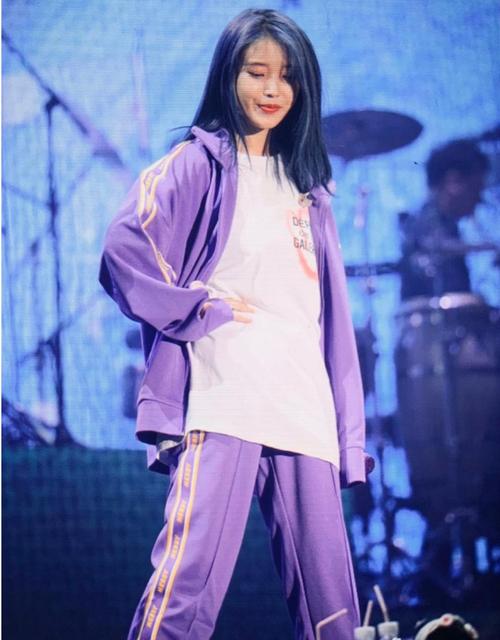 iu李知恩同款nerdy紫色运动服套装 新款百搭休闲运动套装潮 紫色套装