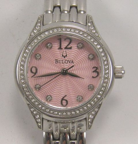 bulova 96x124 crystal stone set – ladies wrist watch