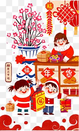 新年买年货儿童简笔画