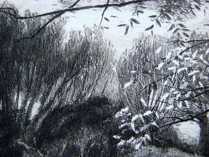 1886年铜版蚀刻版画《小钓手》——英国 john fullwood (1851-1931年)
