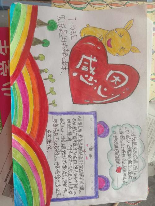 阿图什市第一中学7年级学生画手抄报感恩母亲