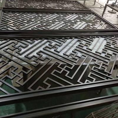 钛科不锈钢屏风隔断玫瑰金雕花中式金属玄关定制厂