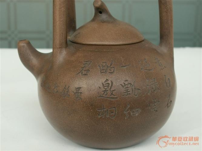 清:陈曼生.谢彭年合制紫砂提梁壶.