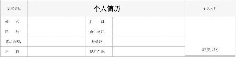 个人简历空白表格60种模板